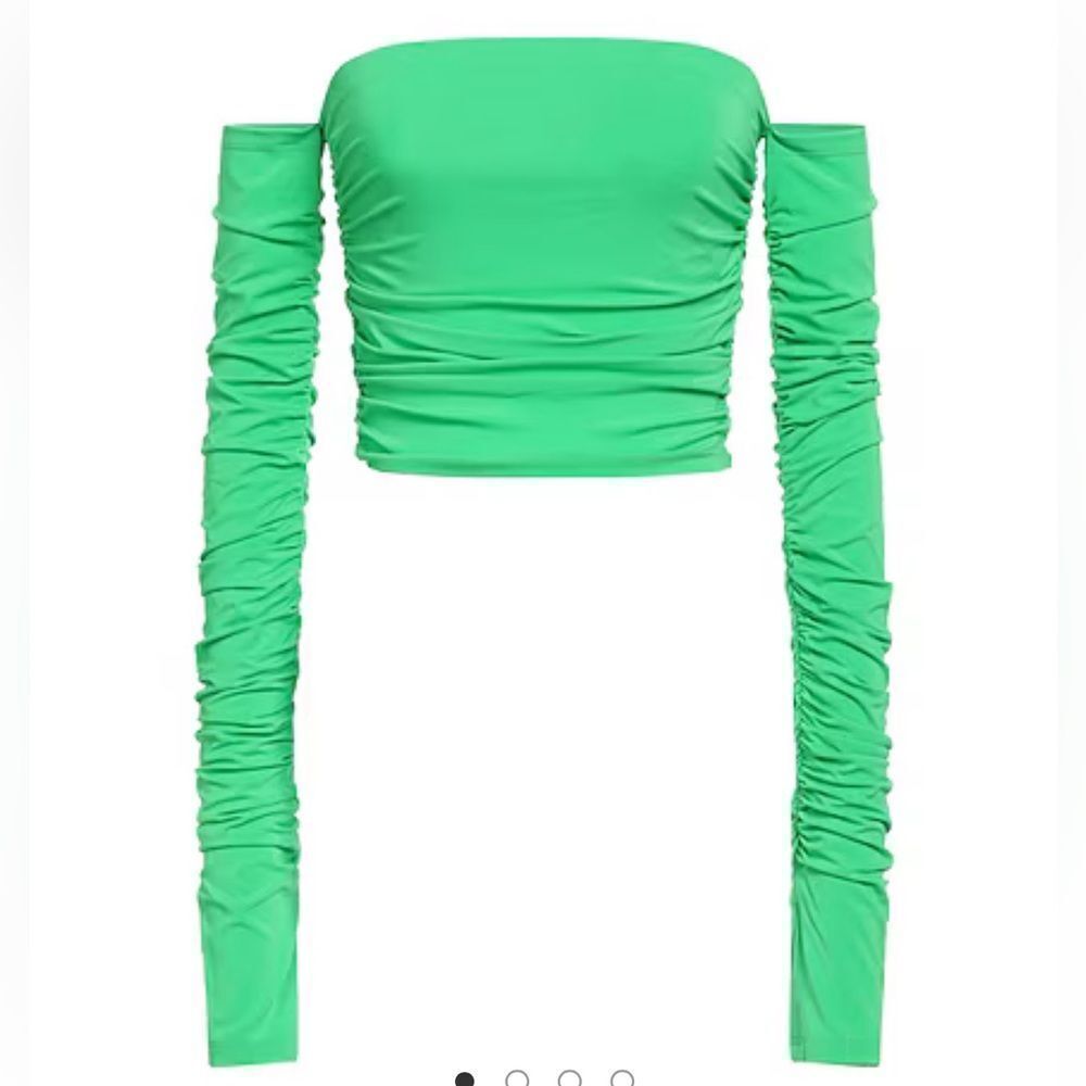 NWT THE ANDAMANE Off-Shoudler Draped Ruched Top Medium Green